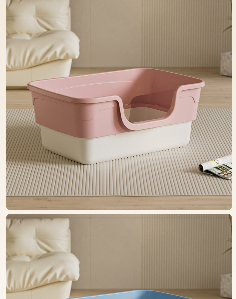 新款半封闭猫砂盆大号高围栏防外溅猫厕所猫浴盆猫咪清洁宠物用品详情14