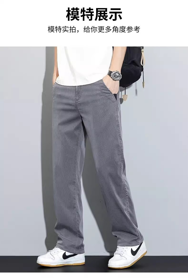 工装裤子男款直筒宽松弹力松紧腰长裤夏季薄款休闲裤男耐磨牛仔裤详情6
