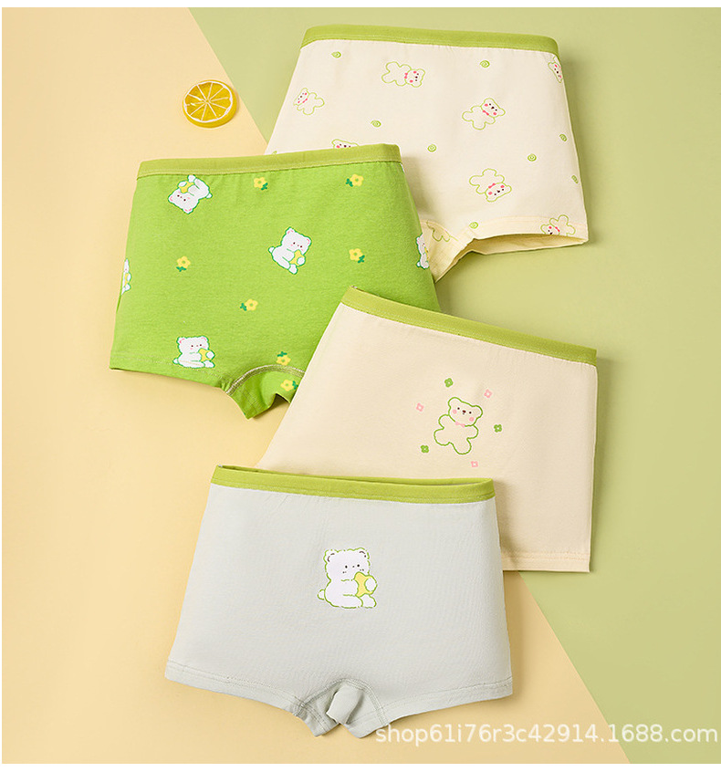 卡通儿童内裤棉平角大白图案四角女孩内裤纯棉a类学生平角内裤女详情18