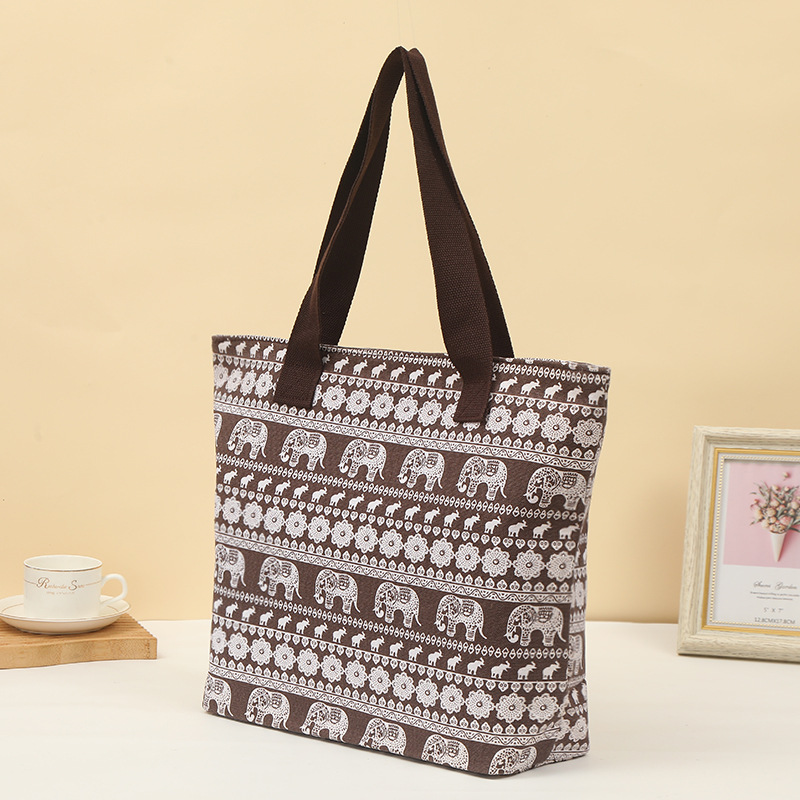 上班族单肩手提式托特包多功能购物手拎包折叠学生帆布包现货批发详情10