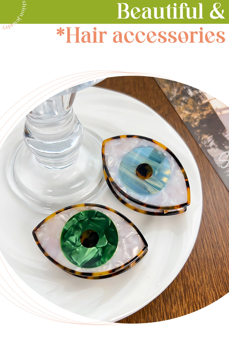 克苏鲁大眼个性醋酸抓夹拼接发夹小众趣味万圣节氛围感发饰女批发详情5