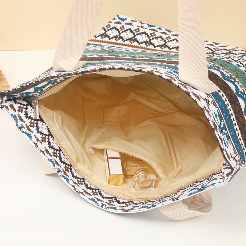 上班族单肩手提式托特包多功能购物手拎包折叠学生帆布包现货批发详情4