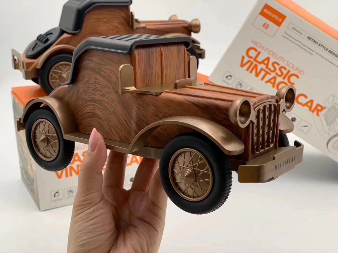 新品a9蓝牙音箱复古木纹老爷车无线低音炮收音汽车音箱礼品跨境详情9