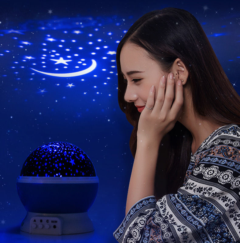 梦幻旋转星空投影灯圣诞节礼品小夜灯节日氛围灯星星月亮创意礼品详情1
