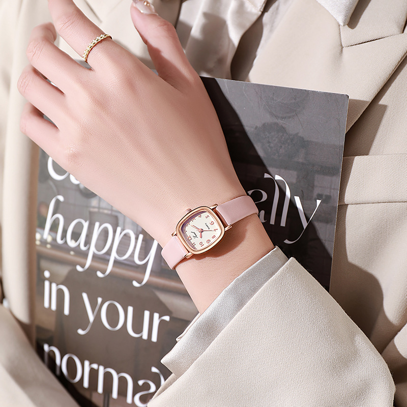 新品款式时尚小方形女士手表女款中初学生小众皮带石英表跨境爆款详情8