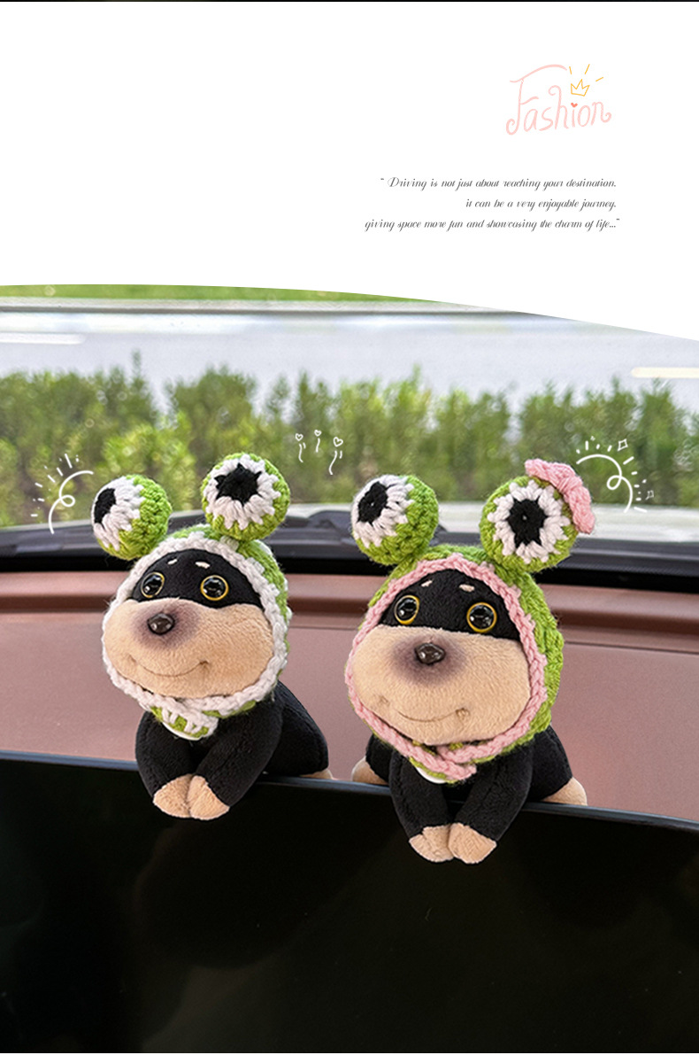 新品汽车摆件创意蜜蜂狗中控台屏幕趴趴玩偶可爱公仔车载饰品摆件详情13