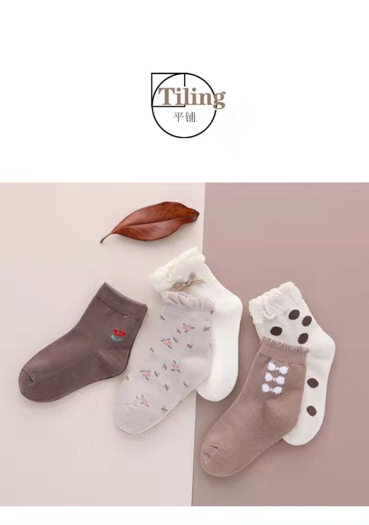 严选儿童袜子秋冬季女童花边棉袜手缝蝴蝶结森系公主袜韩版宝宝袜详情10