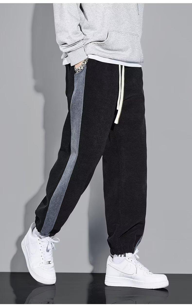 2025年新款拼色男士灯芯绒裤子春秋款加绒加厚休闲百搭宽松长裤男详情12