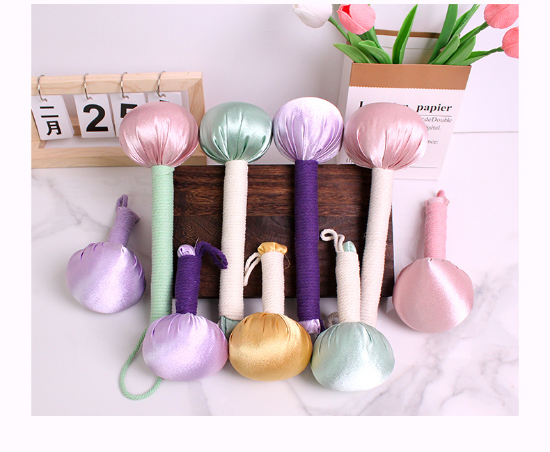 锦缎艾草锤短款手工按摩捶小号艾灸锤艾草养生锤伴手礼艾草锤定制详情13