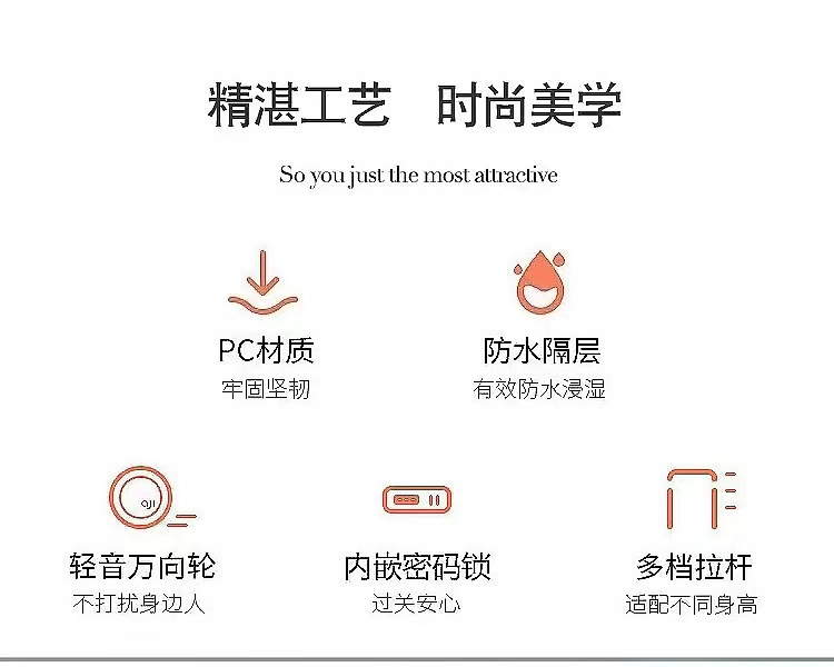 包邮20寸磨砂面拉杆箱密码锁小行李箱出行节日活动送礼品包邮详情3