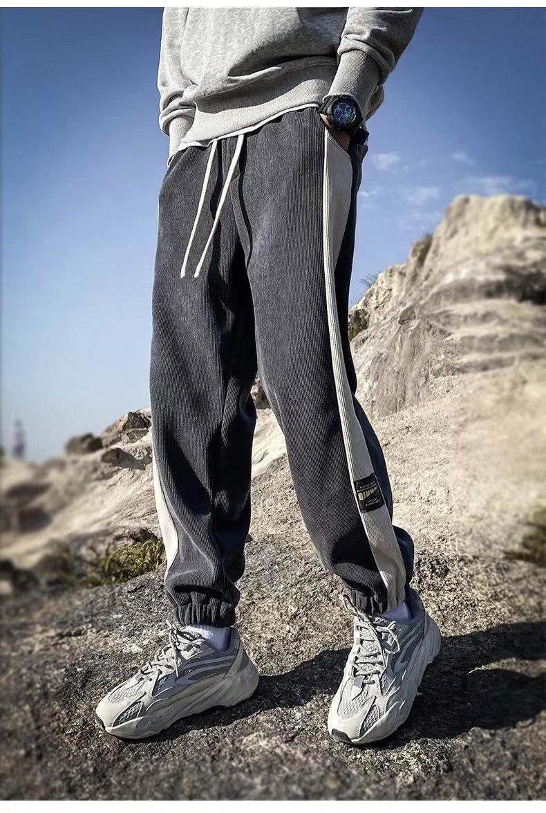 2025年新款拼色男士灯芯绒裤子春秋款加绒加厚休闲百搭宽松长裤男详情3