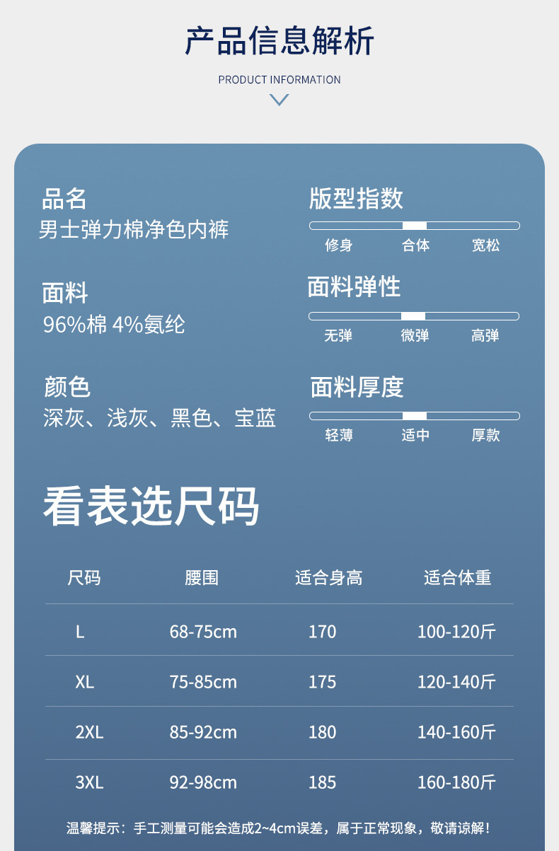 浪莎男士内裤夏季纯棉四角裤中腰运动透气薄款男生平角短裤头裤衩详情3