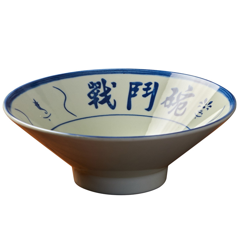 老式怀旧青花瓷喇叭碗面馆专用商用餐饮密胺汤碗大号战斗碗详情图5