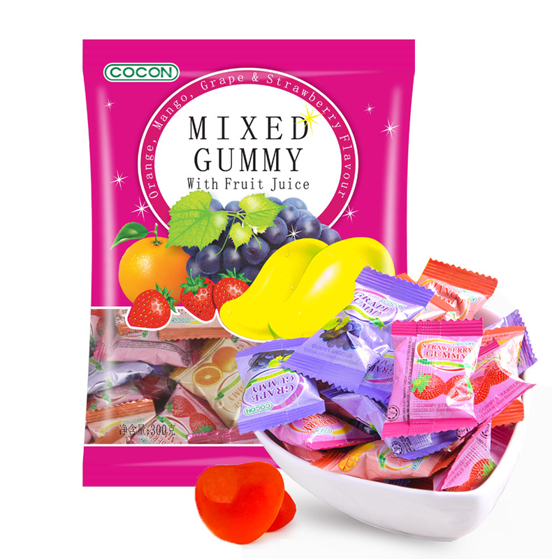 马来西亚进口休闲糖果 cocon/可康牌多口味软糖 1kg/300g喜糖专用详情图1