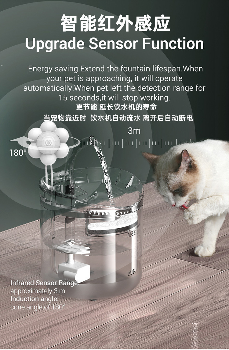 宠物饮水机自动循环过滤猫咪饮水器智能充电宠物喂水器流动水小狗详情9