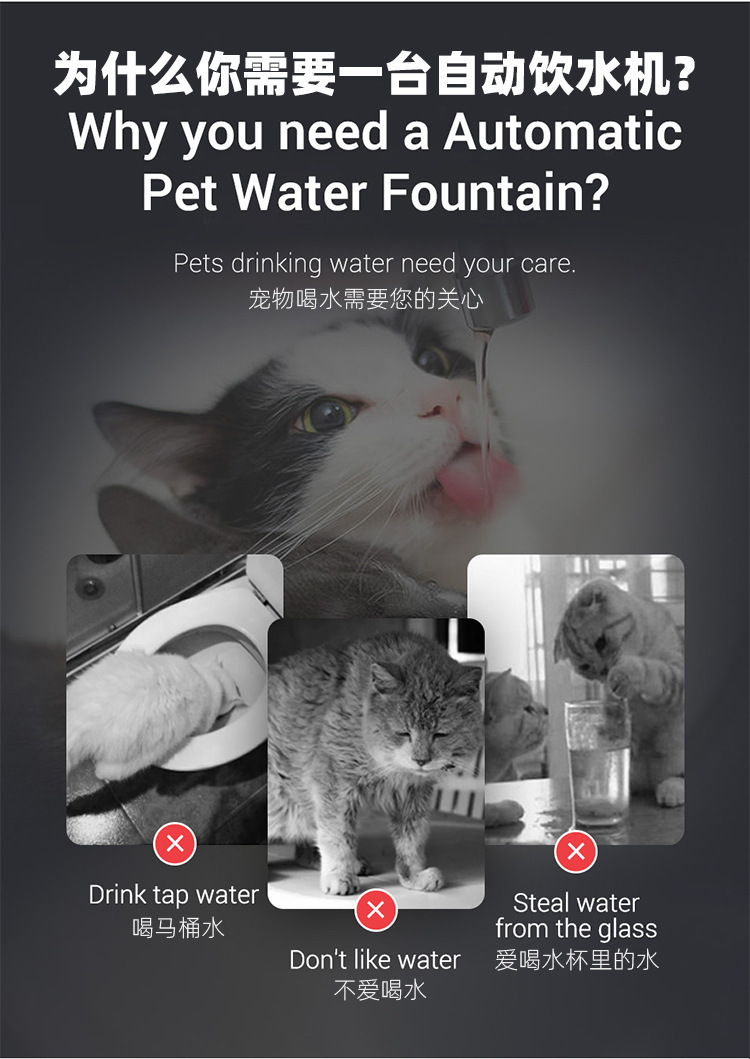 宠物饮水机自动循环过滤猫咪饮水器智能充电宠物喂水器流动水小狗详情5