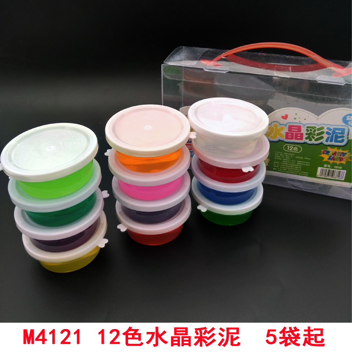 p1731 12色水晶彩泥 桶装彩泥橡皮泥儿童手工彩泥多元批发详情1
