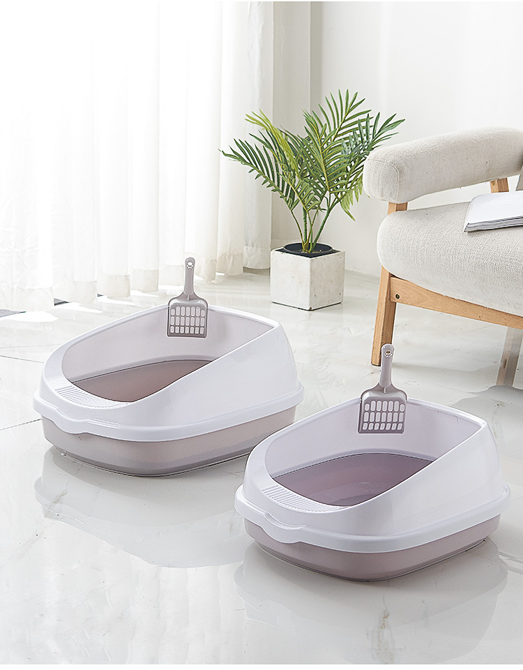 厂家直供大号加高防外溅猫砂盆 耐摔半封闭猫砂盆送猫砂铲 猫厕所详情10