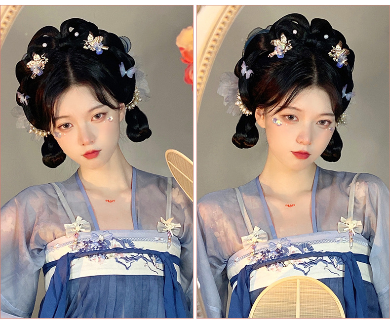 古装汉服假发包一体式发箍全头套古风唐制造型新手盘发发髻垫发包详情3