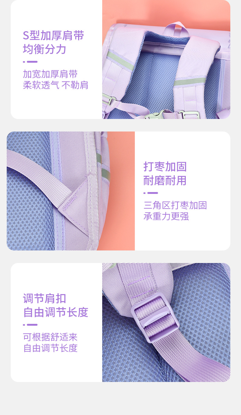 新款横板书包小学生儿童减负护脊时尚儿童背包详情8