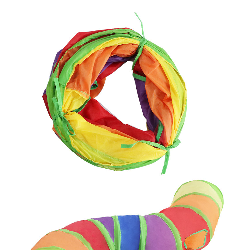 宠物用品亚马逊新款彩虹s型猫隧道 自嗨益智貓玩具可折叠猫咪隧道详情8