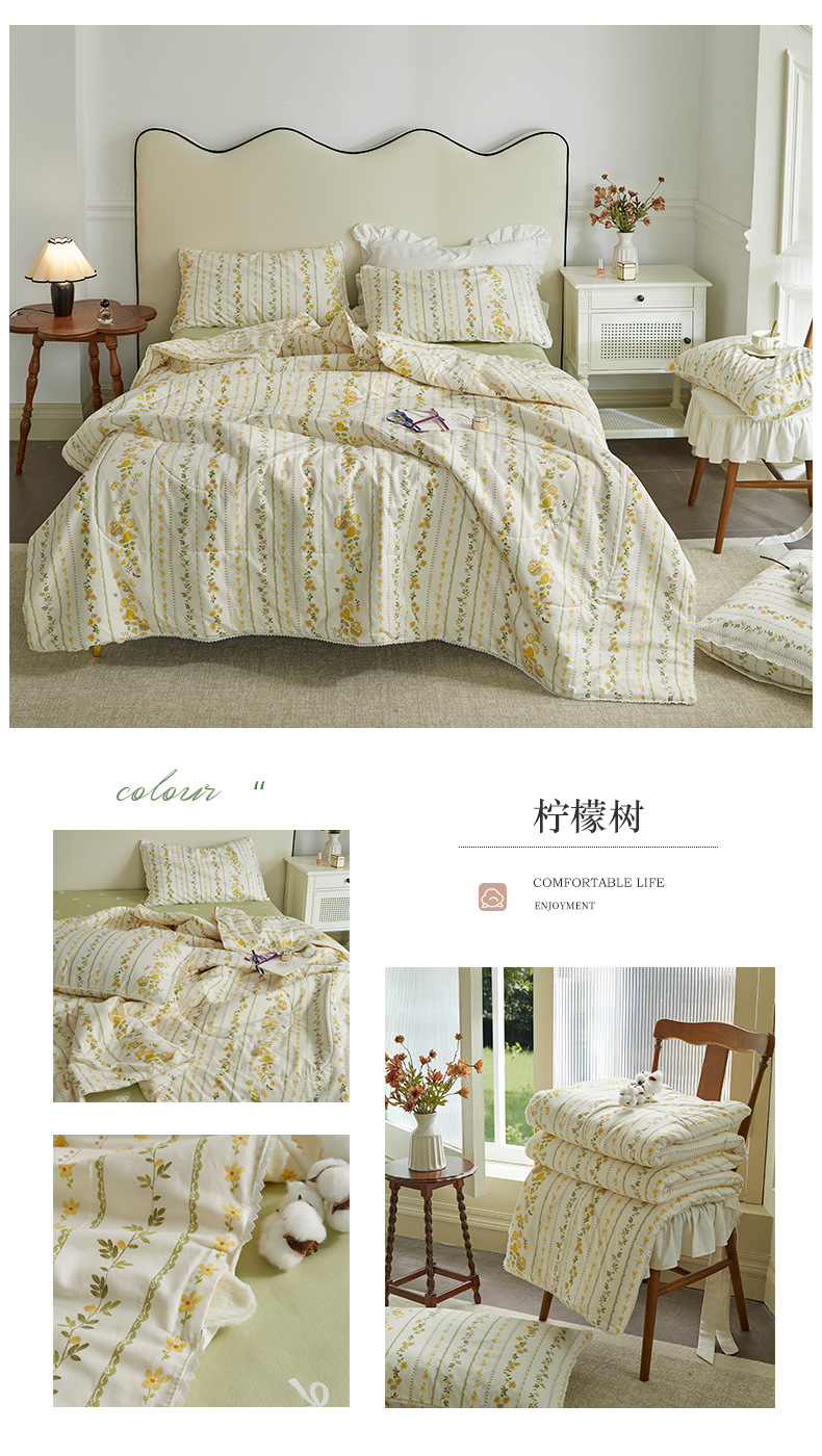 小碎花棉花夏被夏凉被空调被夏天纯棉全棉被子四件套家用可水洗详情21