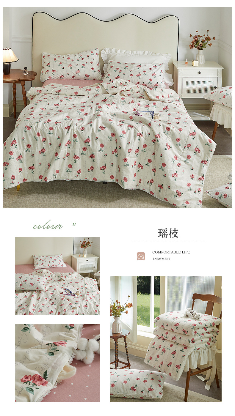 小碎花棉花夏被夏凉被空调被夏天纯棉全棉被子四件套家用可水洗详情24