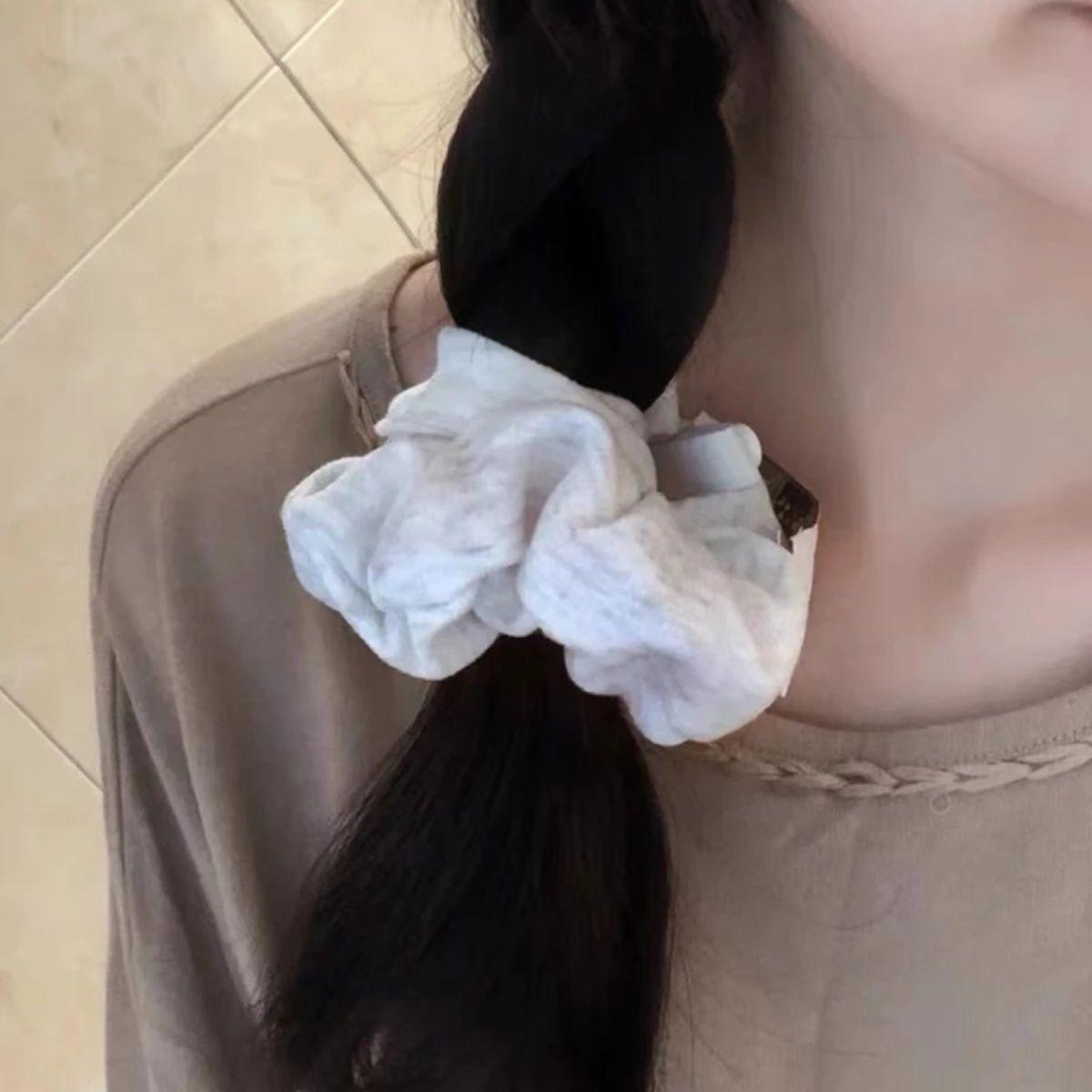 芭蕾风奶蓝格子重工烫钻蕾丝花边韩版大肠发圈可爱奶油甜妹发绳女详情7