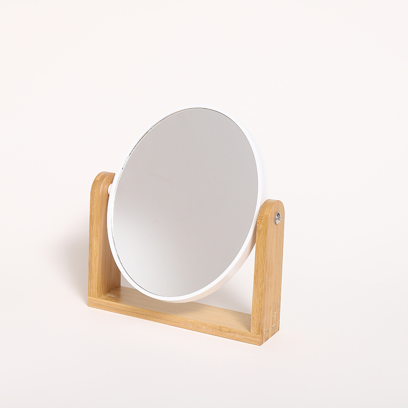 新款木质化妆镜高清360°可旋转双面美妆镜简约桌面摆台化妆镜详情5