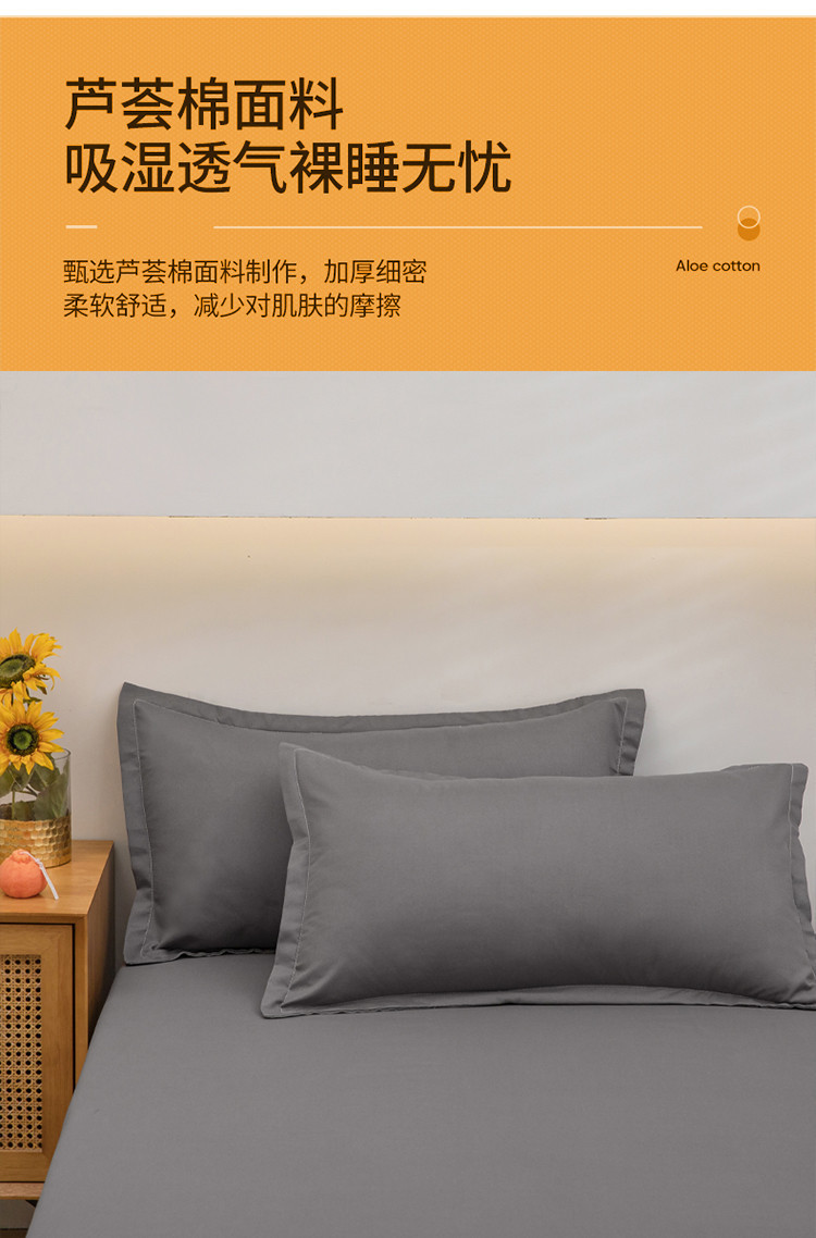 简约纯色芦荟棉床单单件家用亲肤床单学生宿舍单双人床单枕套批发详情3