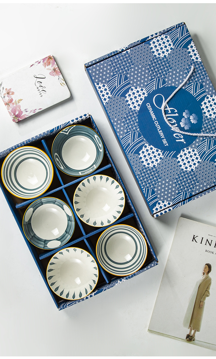 外贸波西米亚餐具青花瓷碗套装创意陶瓷碗筷礼盒餐具开业活动促销套碗赠送礼品碗详情14