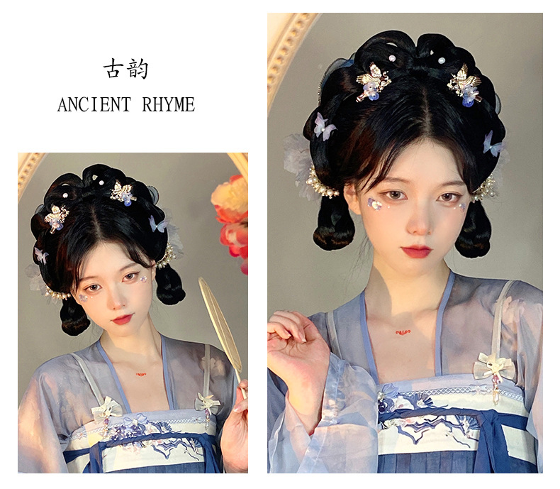 古装汉服假发包一体式发箍全头套古风唐制造型新手盘发发髻垫发包详情6