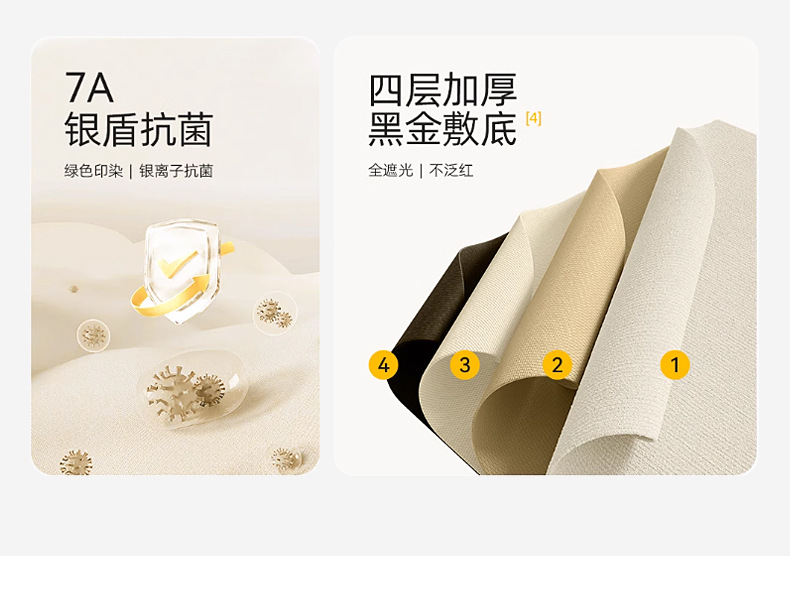 黑丝雪尼尔全遮光窗帘布批发奶油风遮光大师全屋定制窗帘详情3
