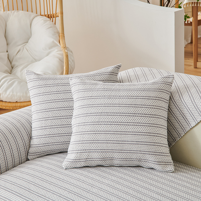 老粗布新款沙发垫棉麻四季条纹沙发罩简约现代棉线编织沙发坐垫巾详情12