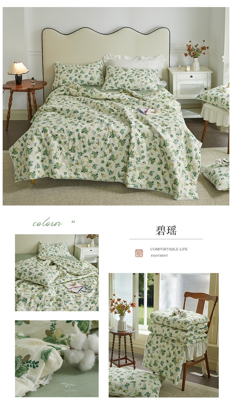 小碎花棉花夏被夏凉被空调被夏天纯棉全棉被子四件套家用可水洗详情16