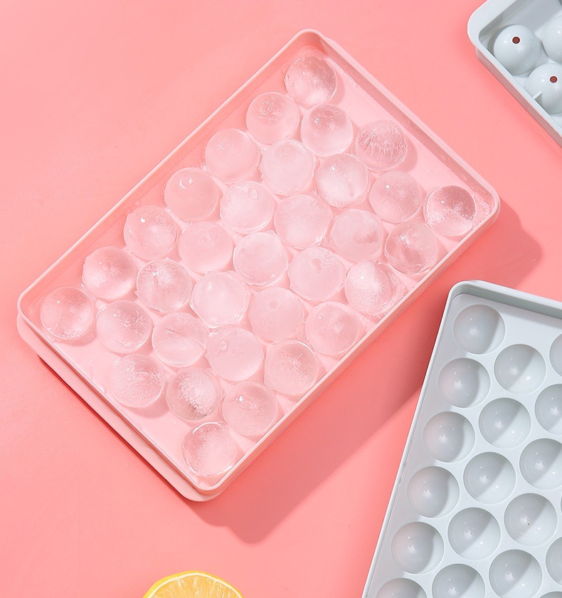 自制33格冰球冻冰块模具冰箱冰盒球形制冰格创意家用储存盒子详情16