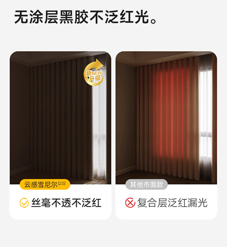 黑丝雪尼尔全遮光窗帘布批发奶油风遮光大师全屋定制窗帘详情7