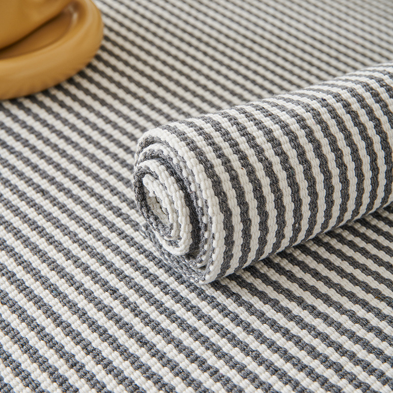 老粗布新款沙发垫棉麻四季条纹沙发罩简约现代棉线编织沙发坐垫巾详情19