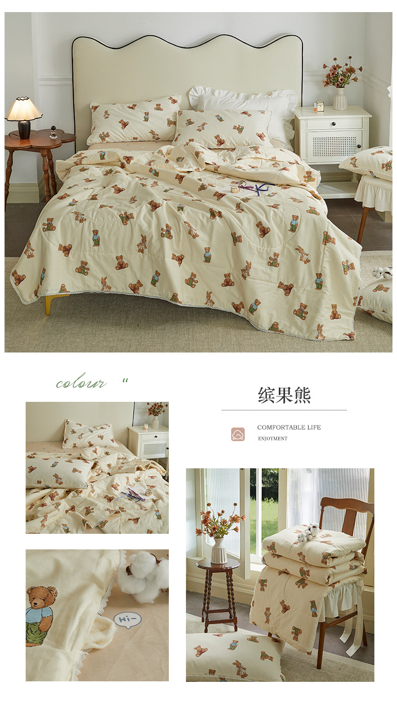 小碎花棉花夏被夏凉被空调被夏天纯棉全棉被子四件套家用可水洗详情17