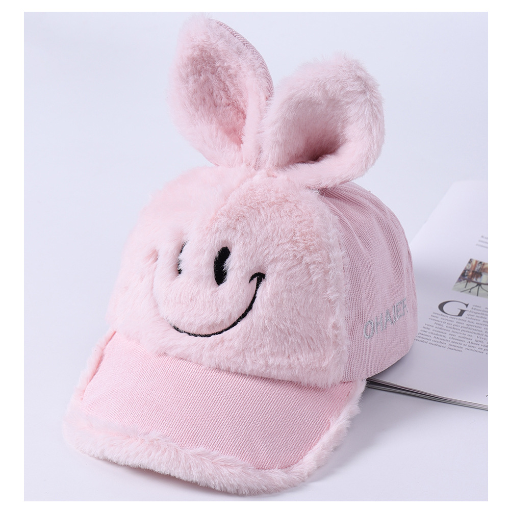 卡通兔耳朵笑脸儿童棒球帽秋季新款2-5岁宝宝韩版舒适保暖鸭舌帽详情图5
