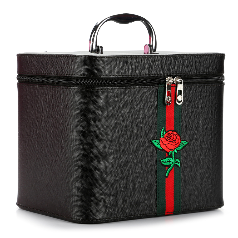 新款pu条纹花化妆箱 纯色套箱 厂家直销详情图2