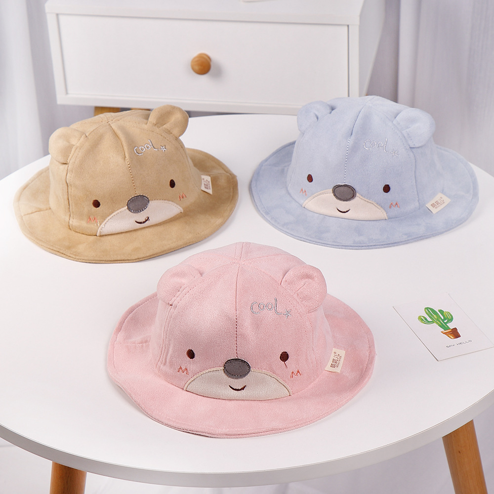 卡通小熊渔夫帽2019秋季新款字母拼色盆帽3-10月儿童帽子潮款批发详情图1