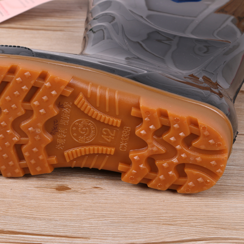 义乌好货 厂家直销 高筒亮面防滑劳保雨鞋 工作鞋详情图4