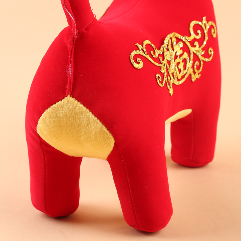 绒布材质大号2018狗年吉祥物 喜庆中国红色 opp袋包装详情图4