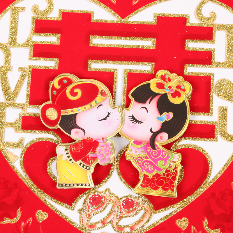 厂家直销 心形喜字门贴 婚礼喜庆用品 婚房装饰道具详情图2