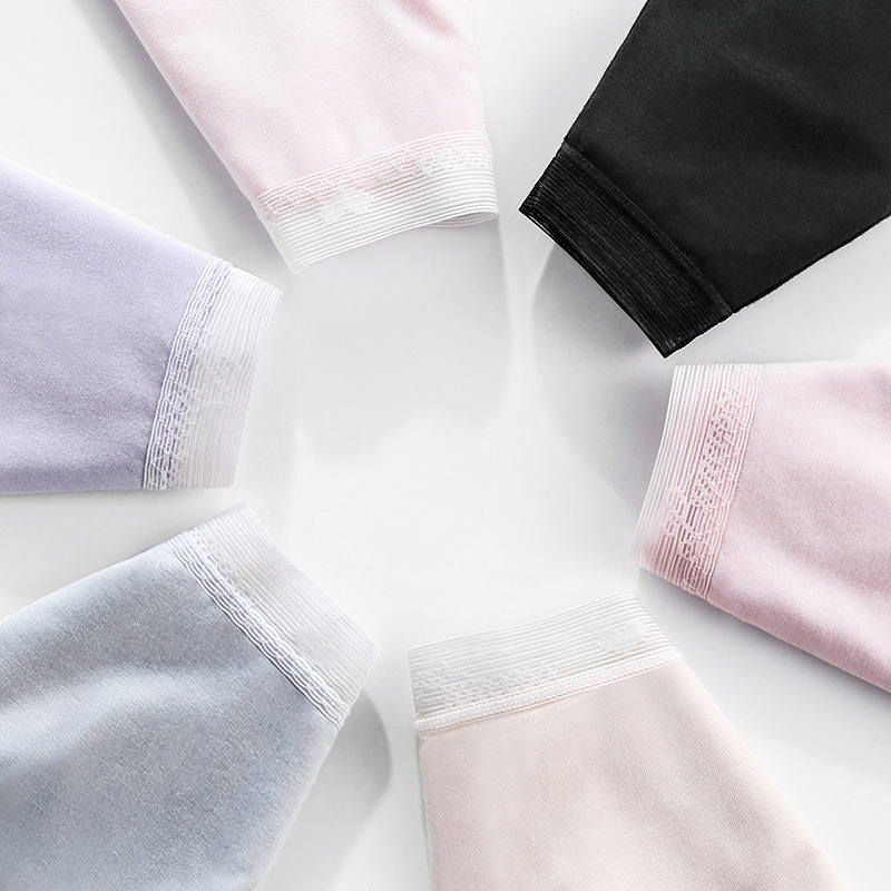 新款 简约纯色中腰棉档无痕女士内裤 性感蕾丝花边莫代尔内裤女详情图2