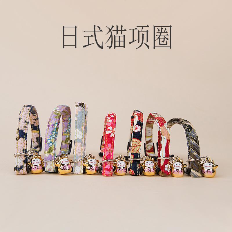 宠物用品宠物用品日式和风印花可调节喵咪项圈 新款宠物项圈脖圈带卡通铃铛可代发详情图2