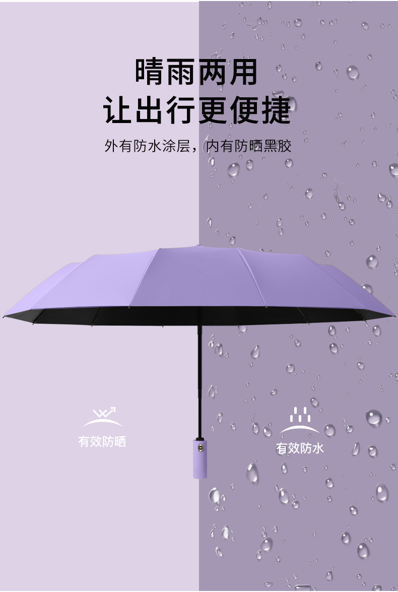 自动雨伞厂家广告礼品伞晴雨两用折叠抗风伞logo大号防晒遮阳伞详情9