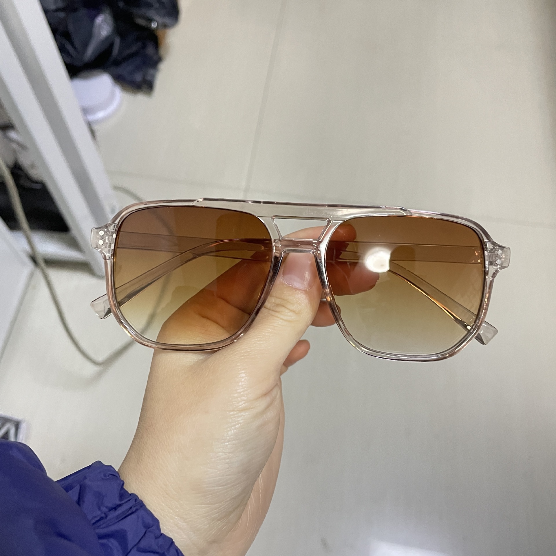 新款双梁大框男女同款高级感渐变大脸显瘦防晒防紫外线太阳镜墨镜详情7