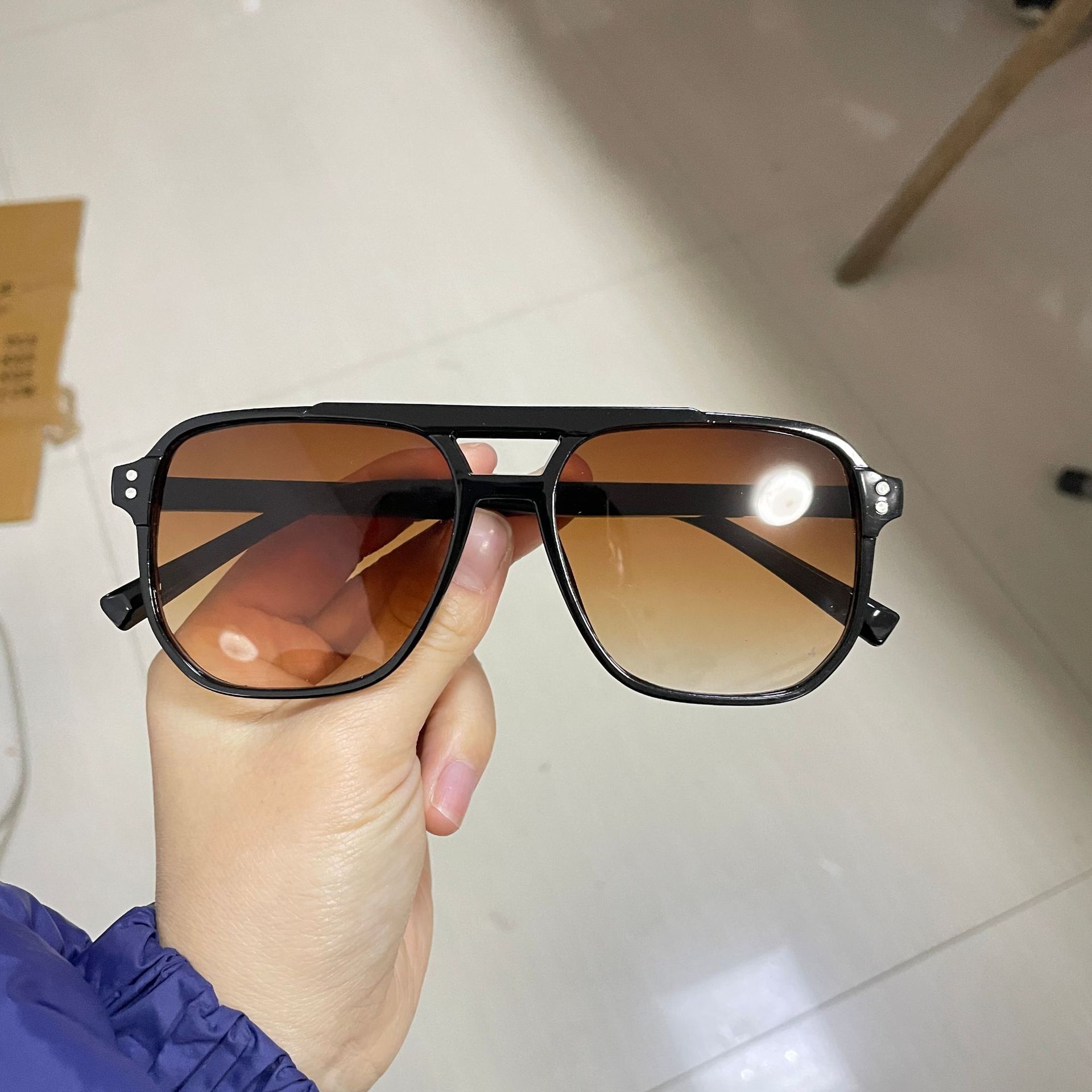 新款双梁大框男女同款高级感渐变大脸显瘦防晒防紫外线太阳镜墨镜详情6